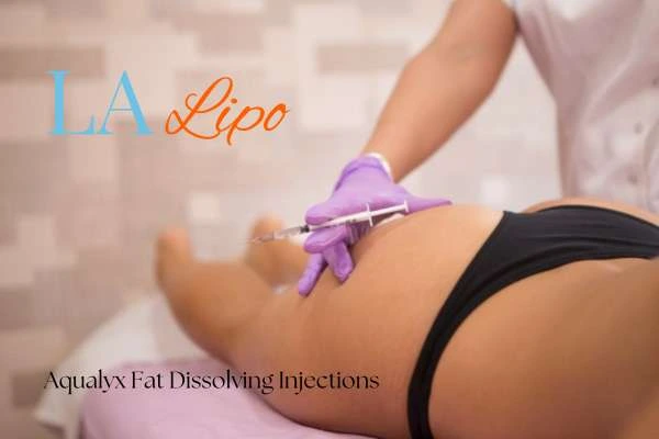 Woman having fat dissolving injections Fleet on thighs