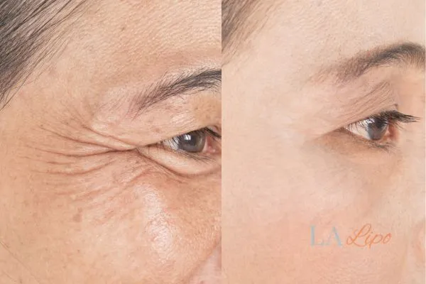 Before and after results of woman - HI-fu wrinkles reduction treatment Fleet